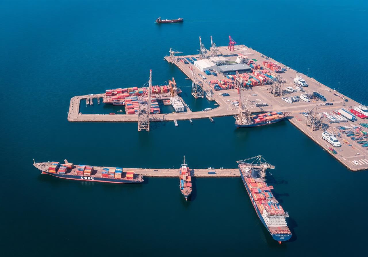 Aerial view of the Port of Virginia